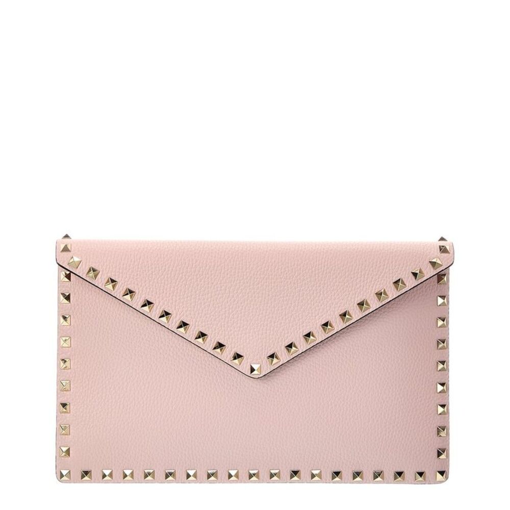 Valentino Rockstud Leather Clutch, Pink